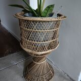 Porte-plante, cache-pot en rotin