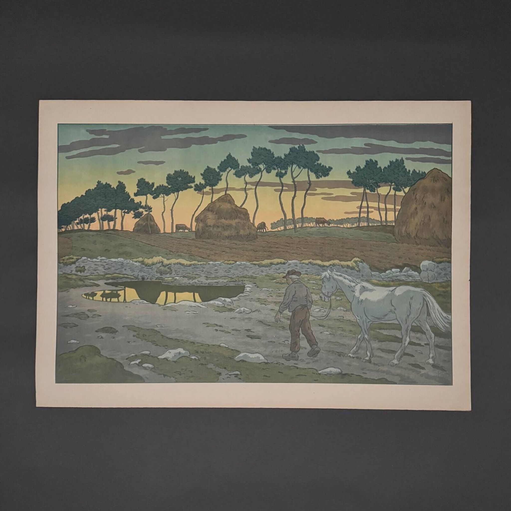 Lithograph by Henri Rivière The Aspects of Nature - The Twilight