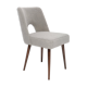 Grey boucle shell chair, dark beech wood, Poland, 1960s.