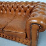 Light brown leather chesterfield sofa