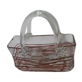 Vintage blown glass basket vase