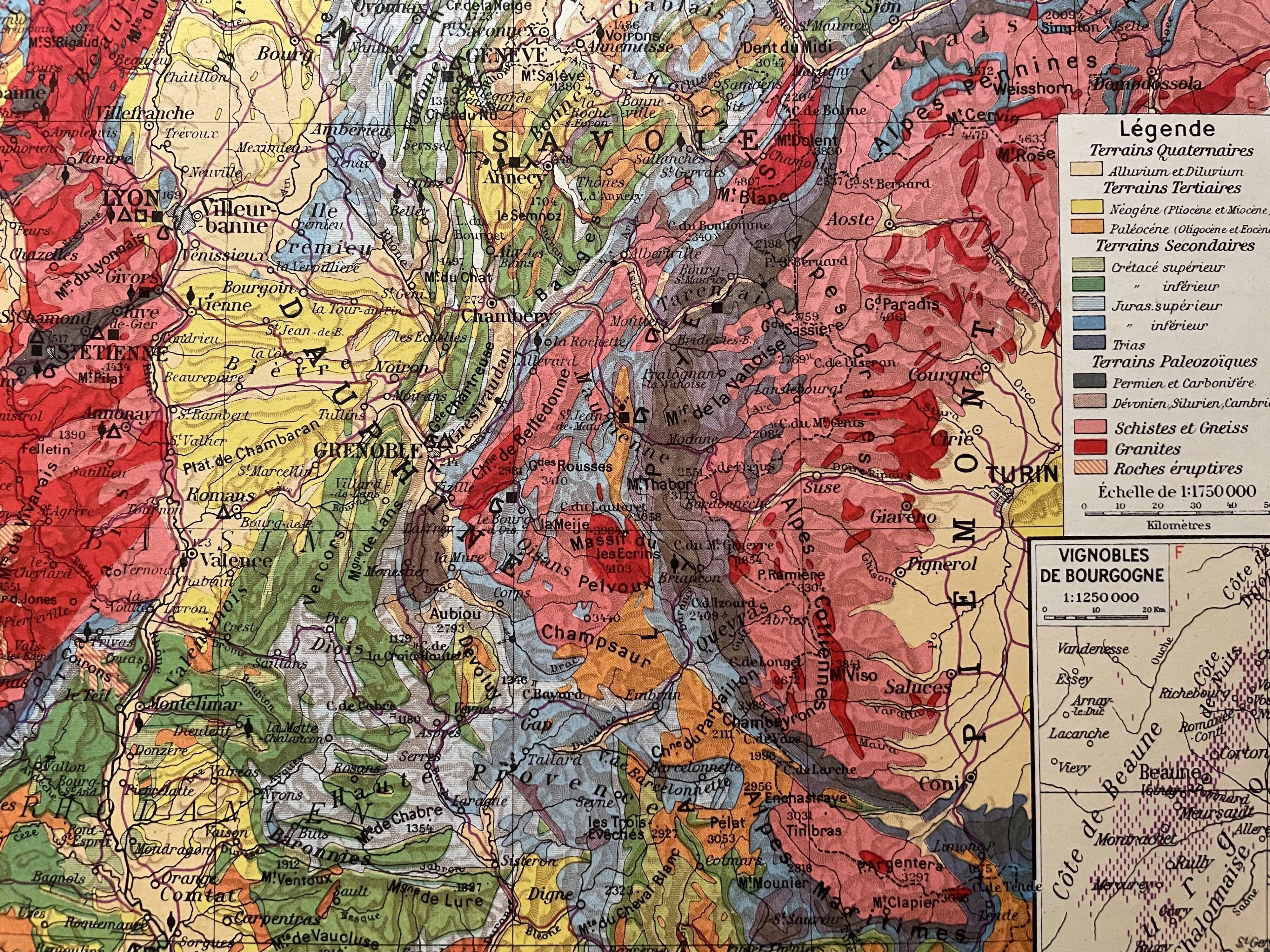 Old map of the Jura from 1951