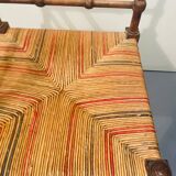 Vintage Art Deco wood and straw corner chair, 1930s