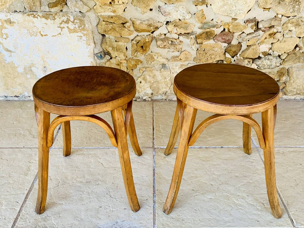 Pair of Vintage Baumann Stools, Model 92, Circa 50s/60s