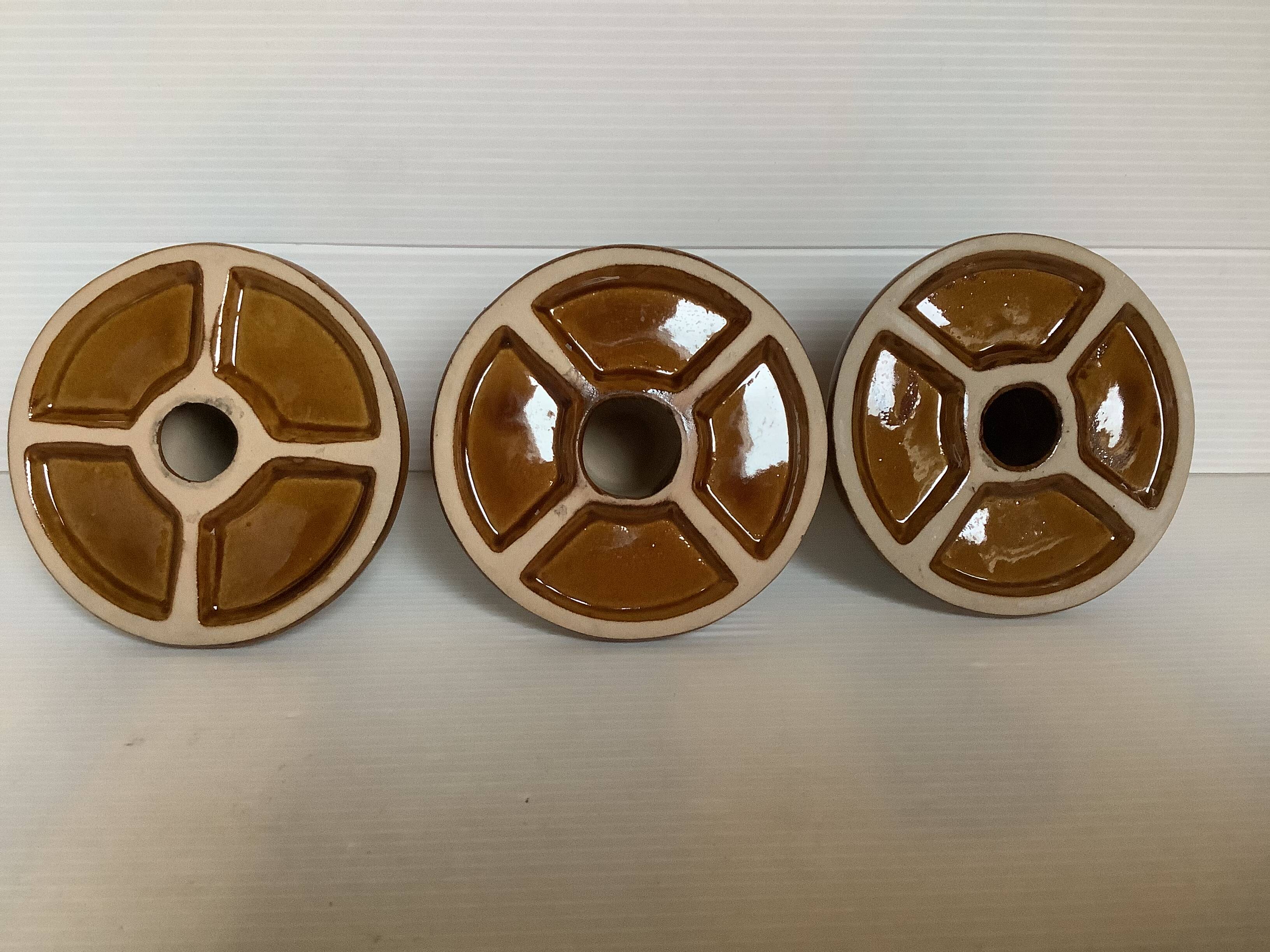 Trio of ceramic candle holders