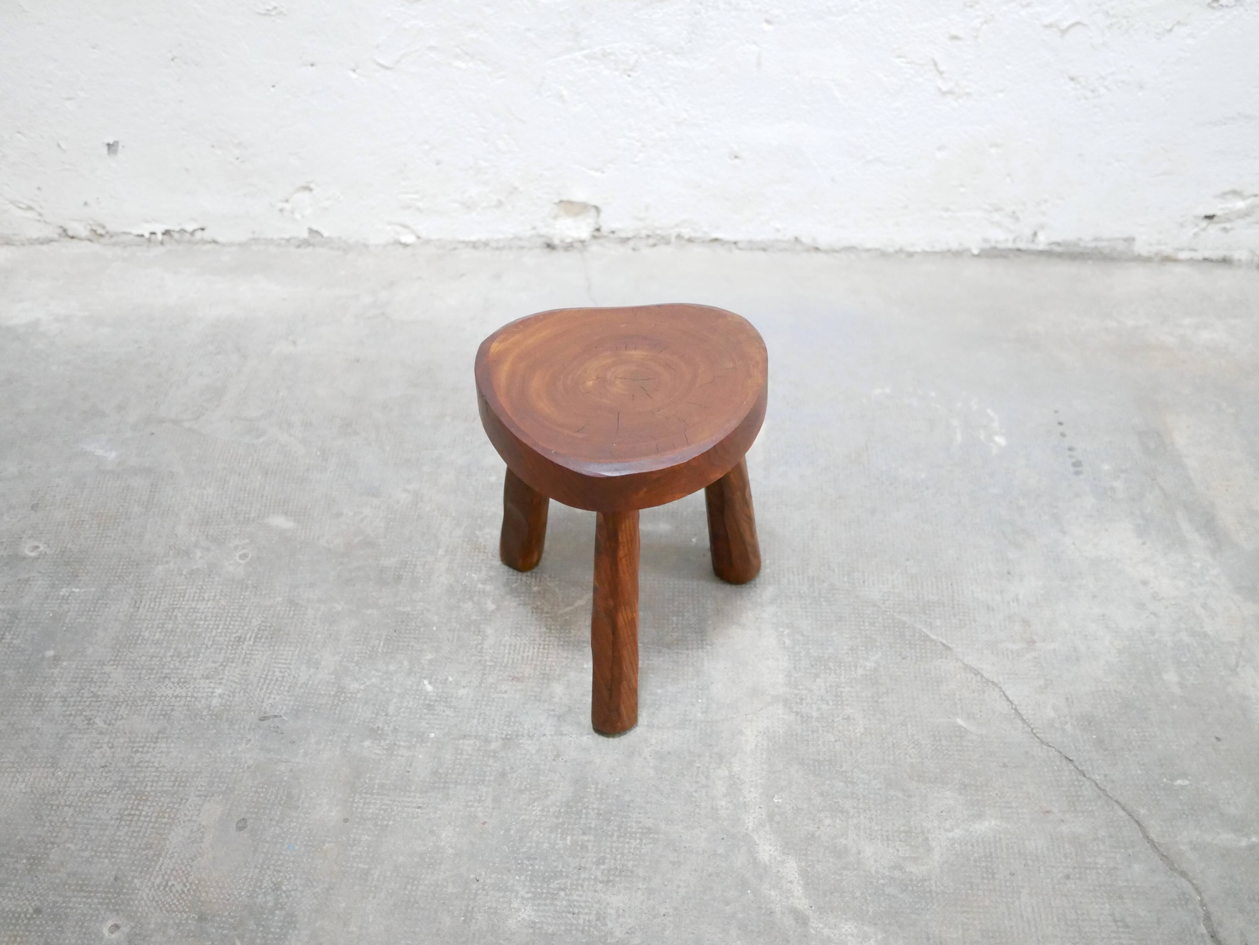 Brutalist wooden tripod stool
