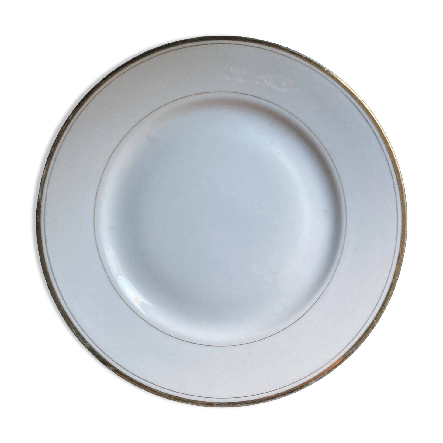 LCS Porcelaine Limoges pedestal dish in white porcelain with gold edging