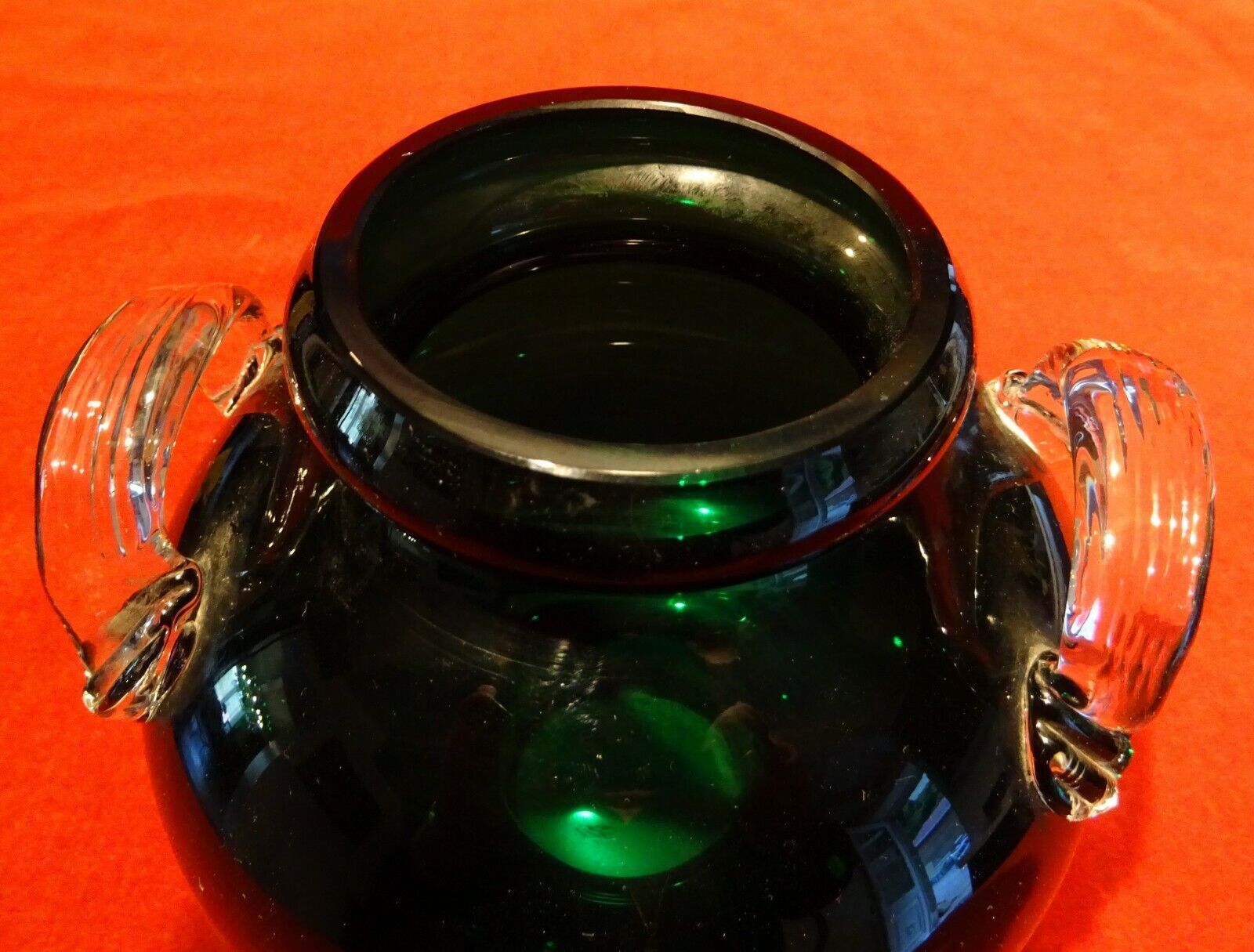 Vintage green glass vase 70's 80's