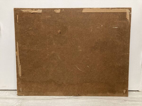 Grande huile sur panneau ''La Pirogue