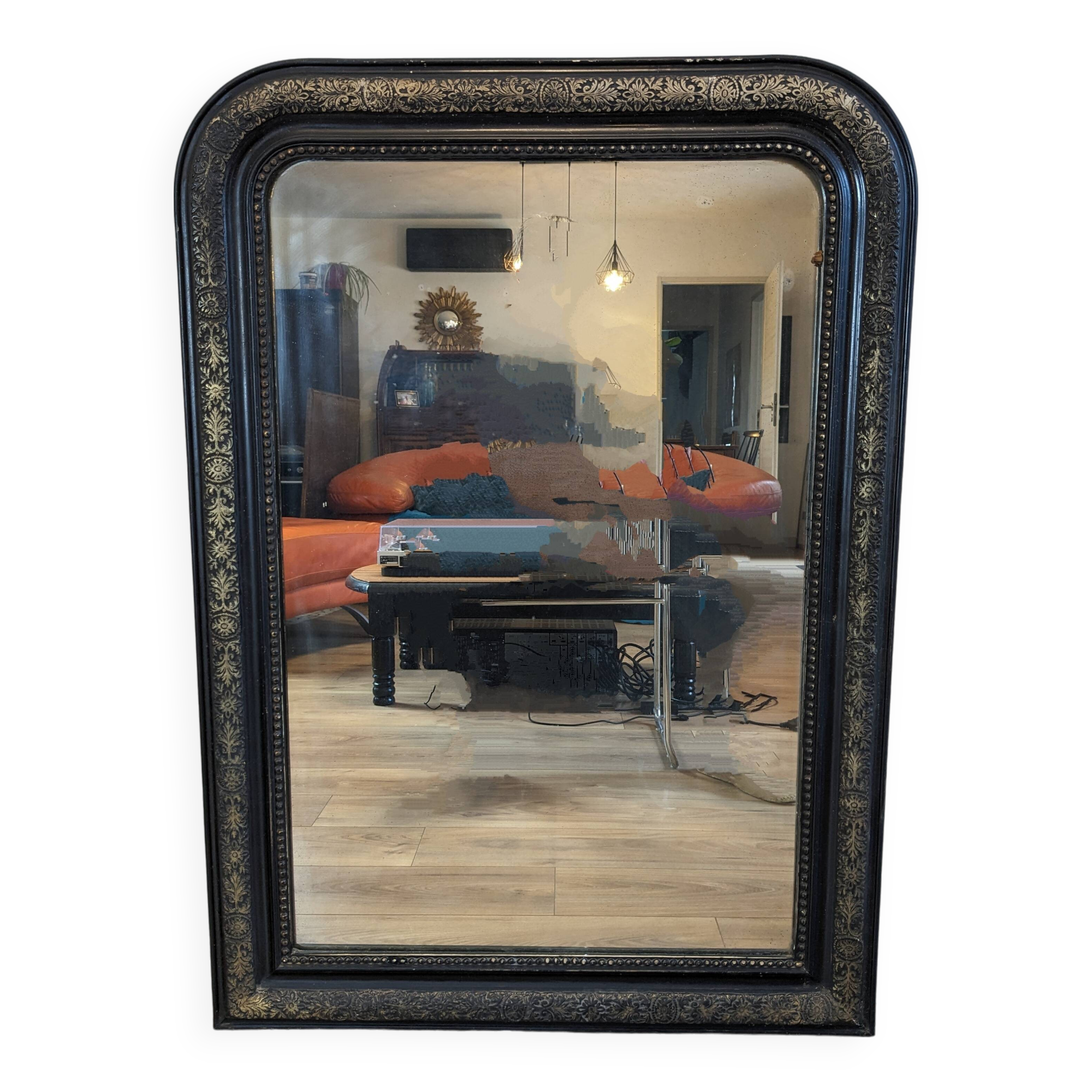 Louis Philippe black and gold mirror 108 x 77 cm