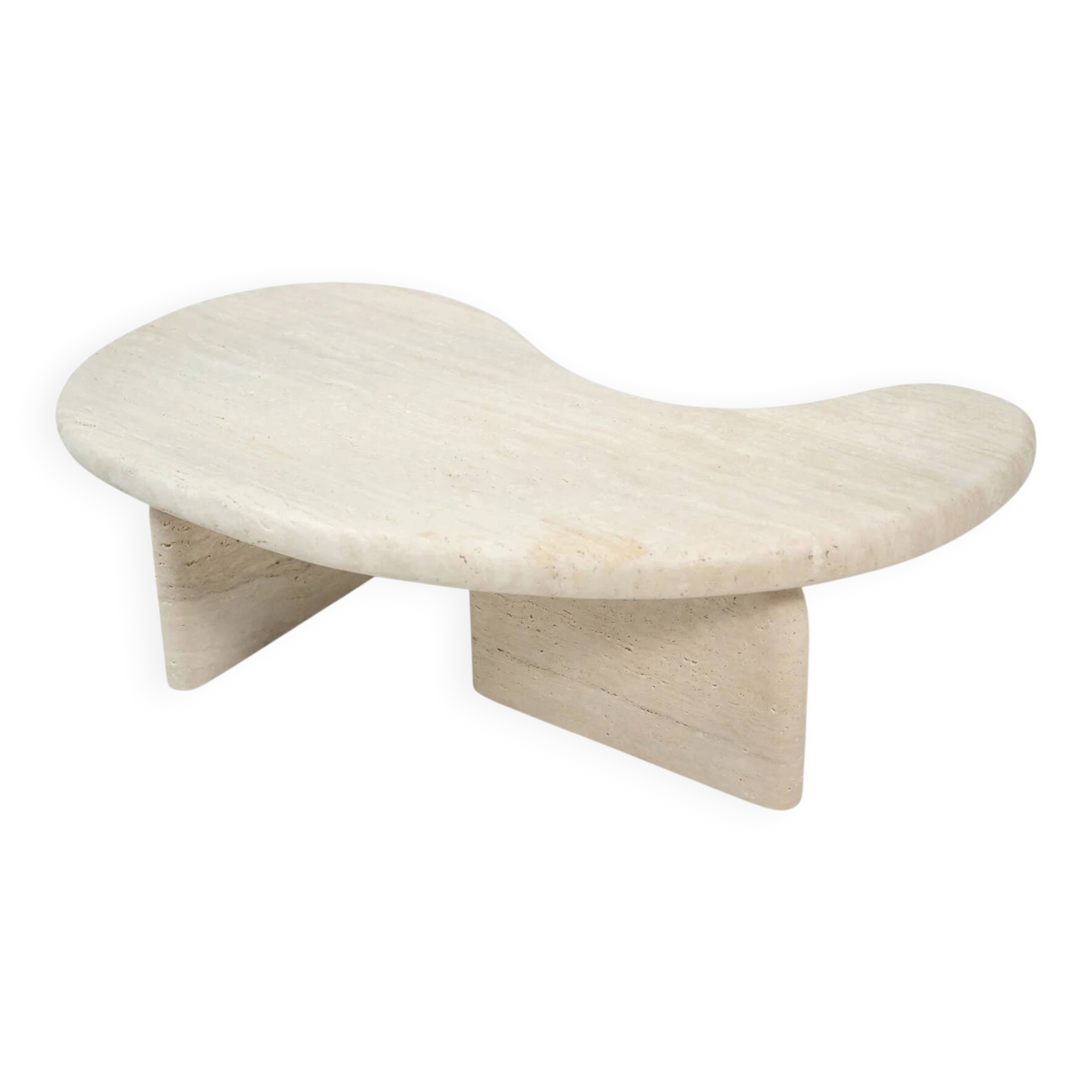 Organic Shape Travertine Coffee Table