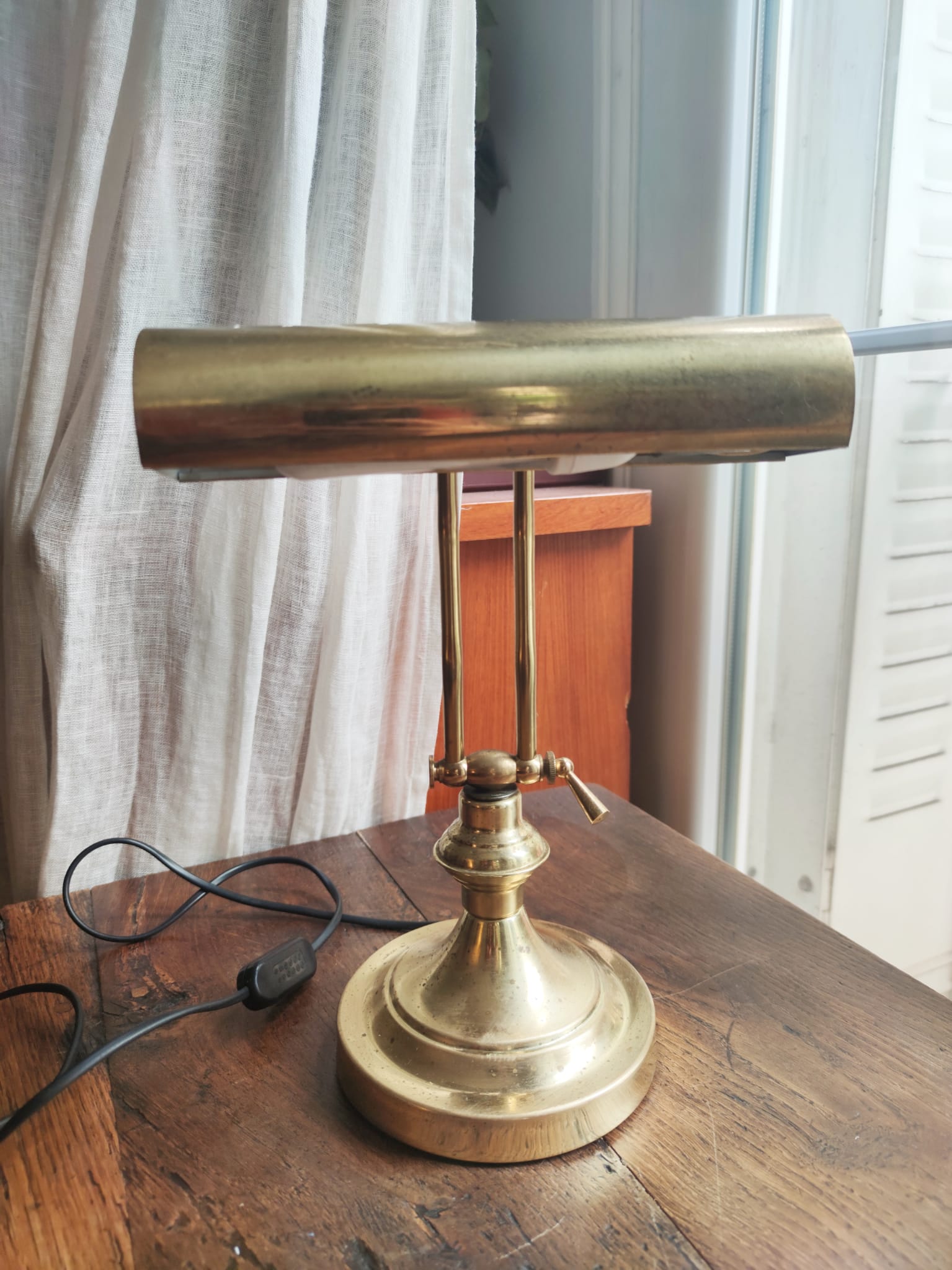 Golden brass desk/banker's lamp