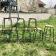 Set of 9 green / blue chains industrial stool years '50s including 8 low and a top