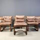 Asko Pajamies vintage leather plywood chairs from Finland, set of 6 - 1970s