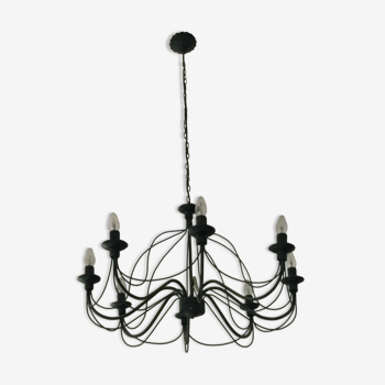 Black metal chandelier 8 lamps