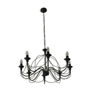 Lustre en métal noir 8 lampes