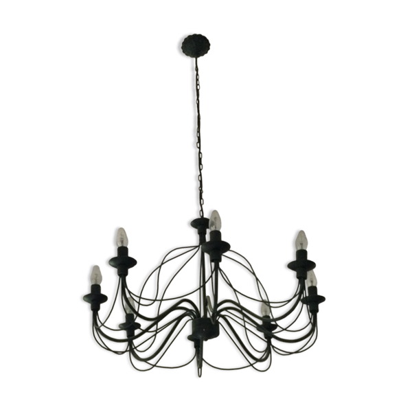 Lustre en métal noir 8 lampes — Beyit
