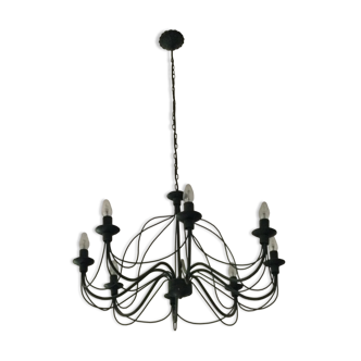 Black metal chandelier 8 lamps