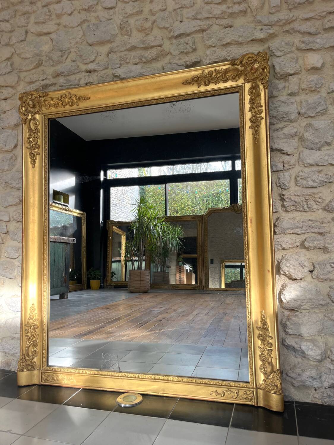 Empire period fireplace mirror, sublime gold leaf, 127cm/106cm