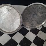 Silver-plated metal serving tray with chiseled finish #PLMR
