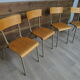Set of 4 school chairs vintage gray tube