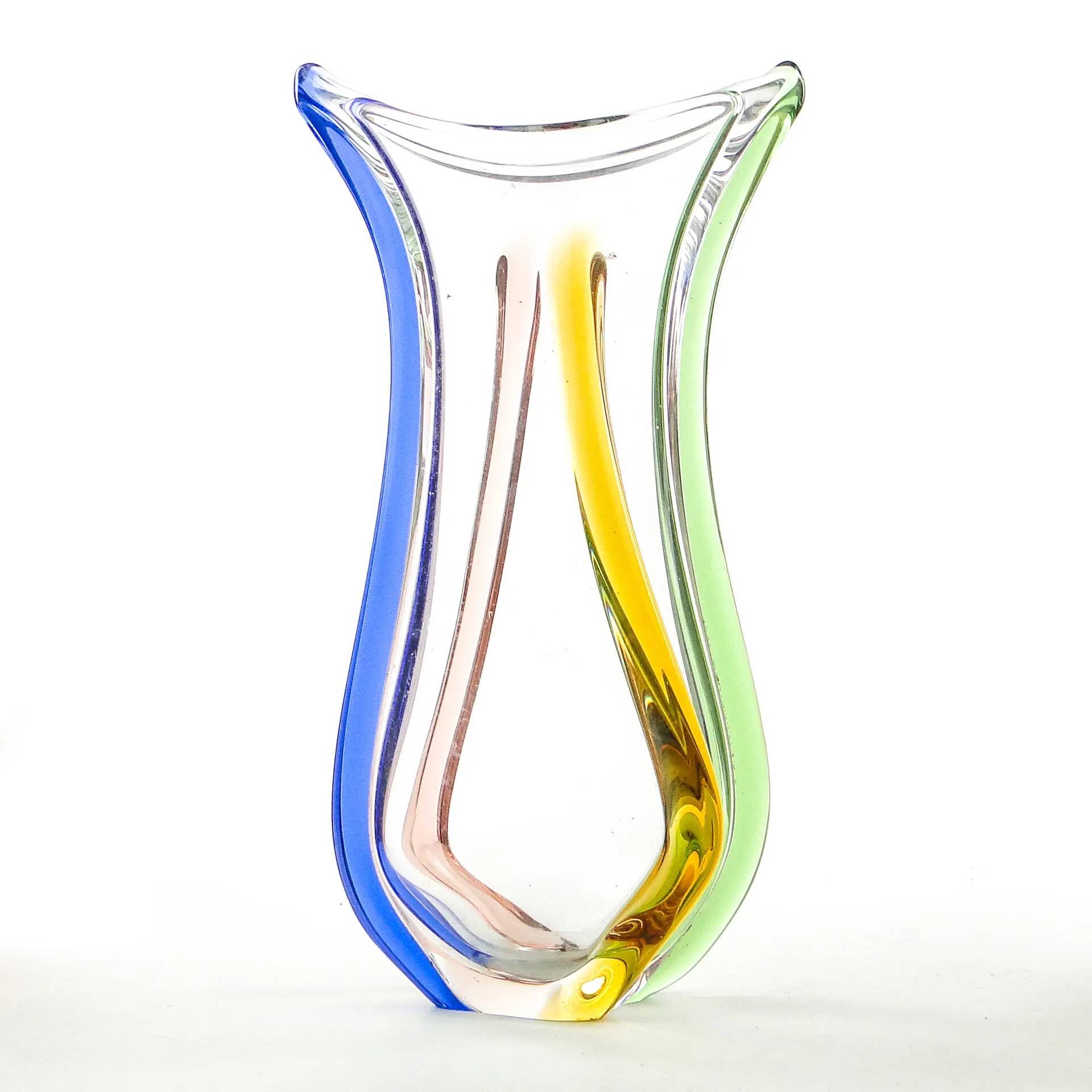 Vase, mid-century modern, glass, designed by H. Mahanovska, Czechoslovakia, 1960s