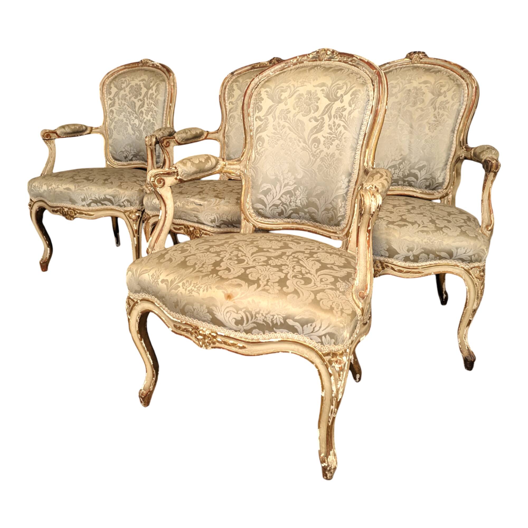 4 fauteuils époque Louis XV