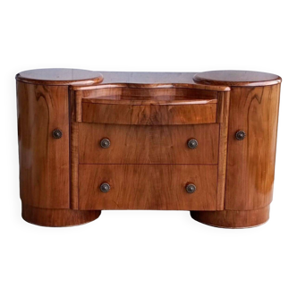BUFFET ART DECO Dressing Table Circa 1930 Solid Wood Furniture 2 Drawers + MAG Mirror