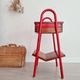 Small piece of furniture - boarding school type bedside table wood red metal