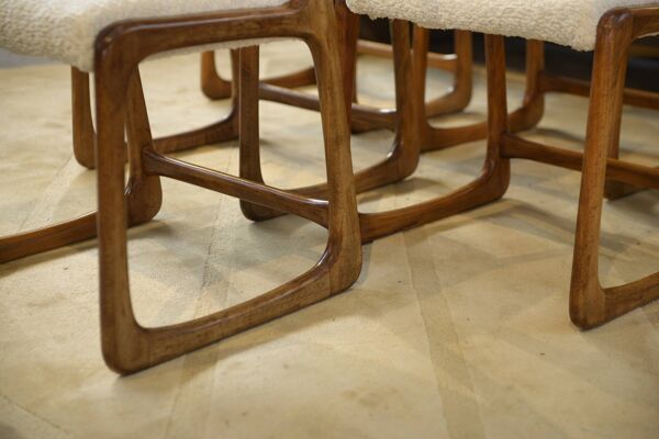 Ensemble de 6 chaises traîneau Baumann 1960’s