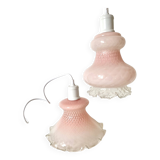 Suspensions en opaline rose et blanche