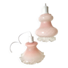 Pink and white opaline pendant lights