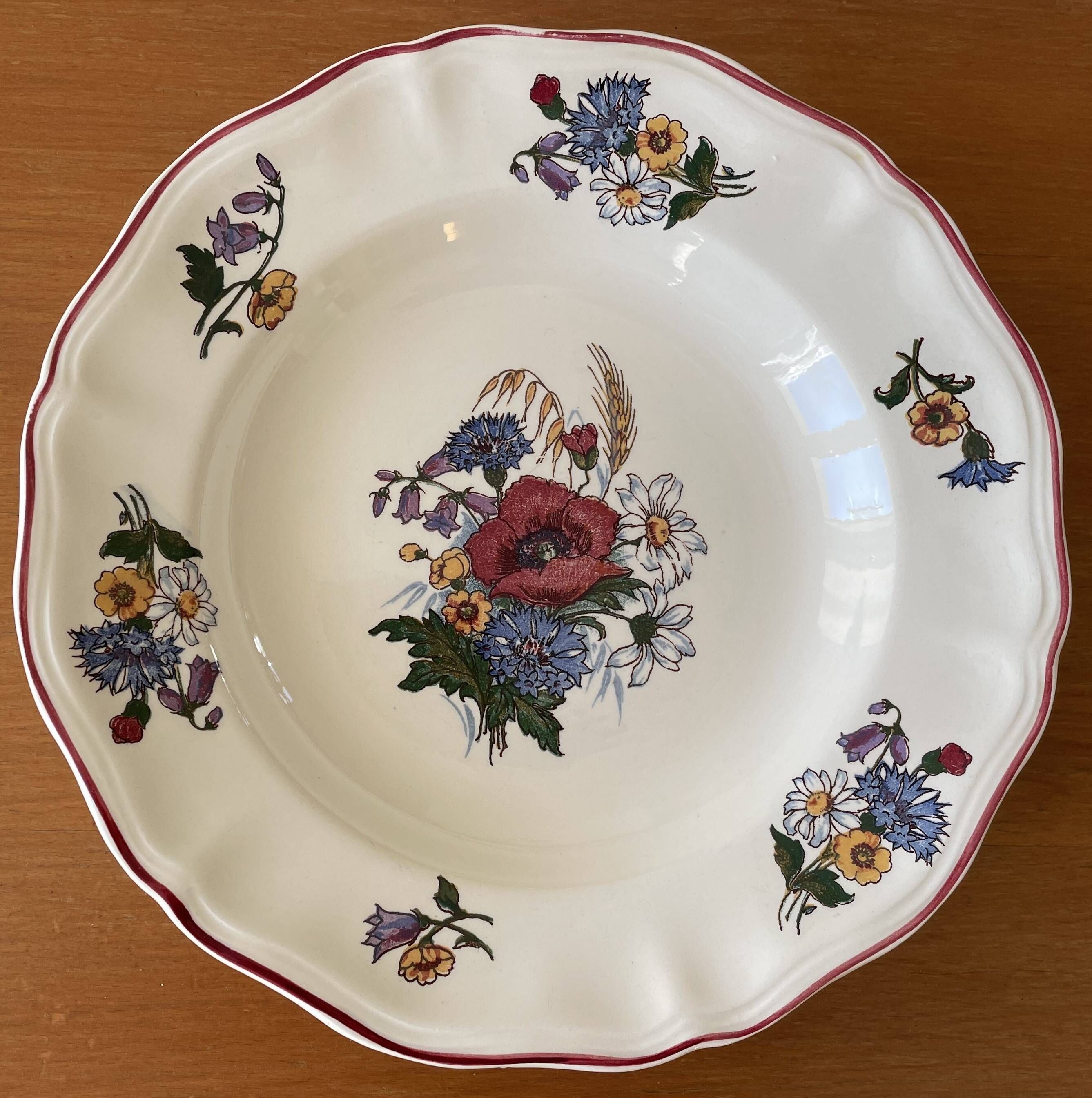 6 large antique deep plates in Sarreguemines earthenware