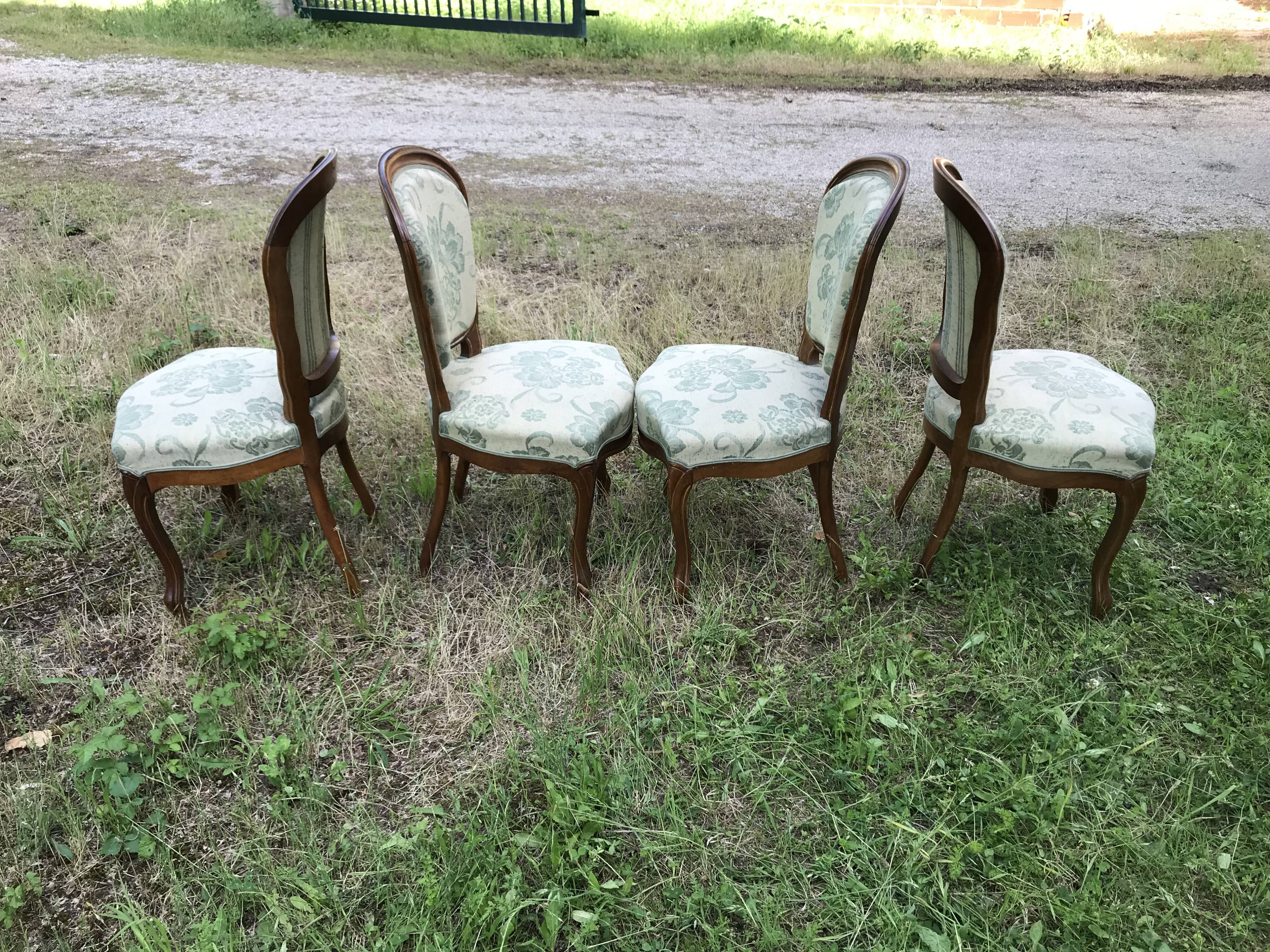 4 chairs Louis XV Walnut