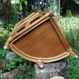 Rattan and bamboo corner shelf