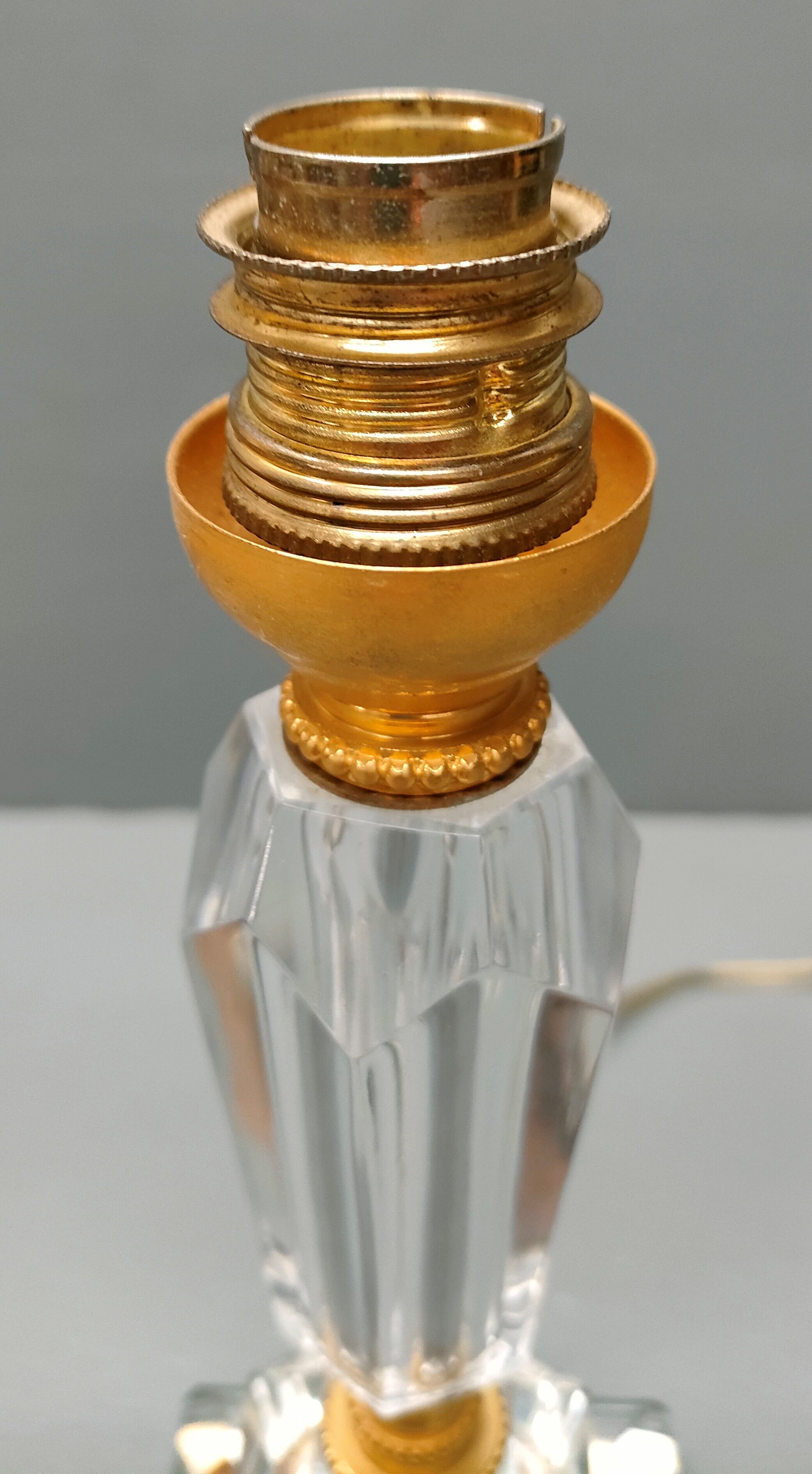 Crystal and golden brass table lamp ~ 1950s/1960s
