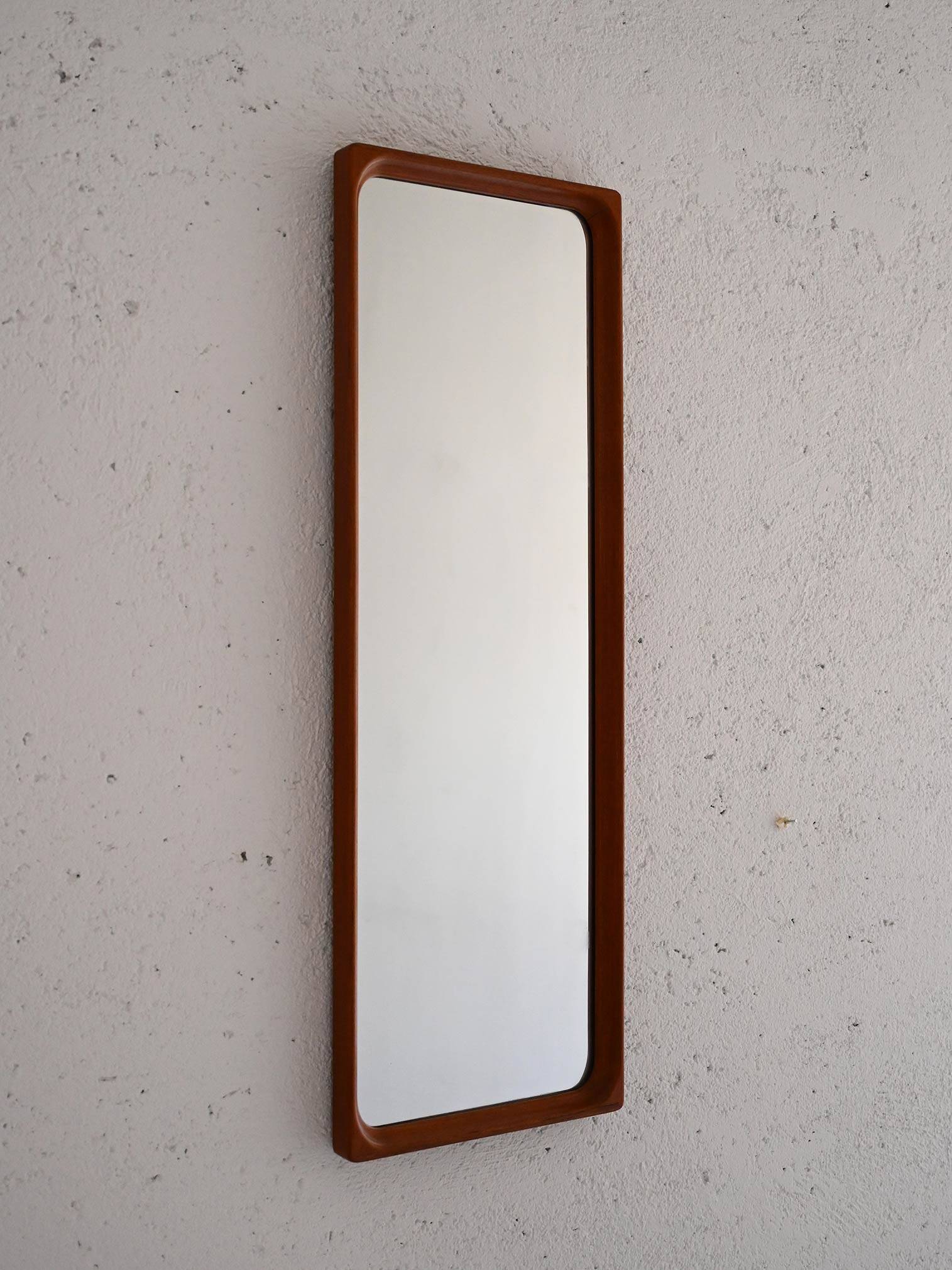Vintage half-bust mirror with wooden frame
