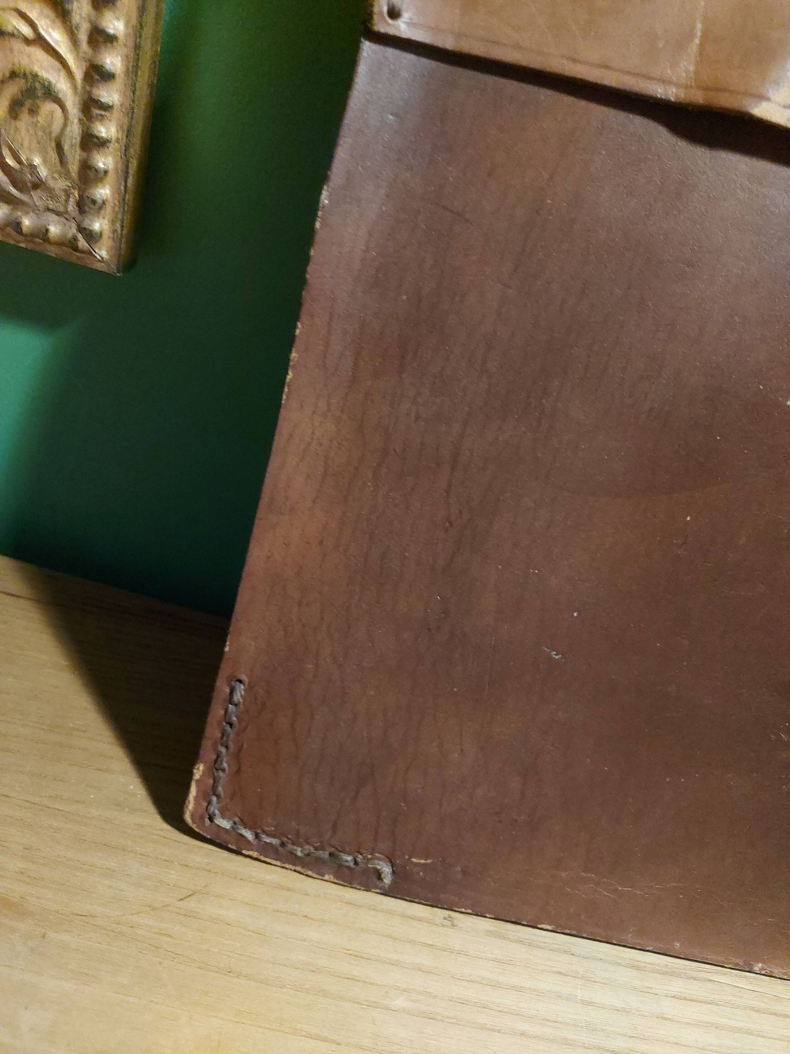 Vintage leather mirror