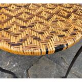 Set of vintage garden furniture sofa wrought iron and wicker, chairs & coffee table vintage 1980