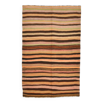 Tapis Kilim vintage 4x7 pour chambre de ferme, 139x215 cm