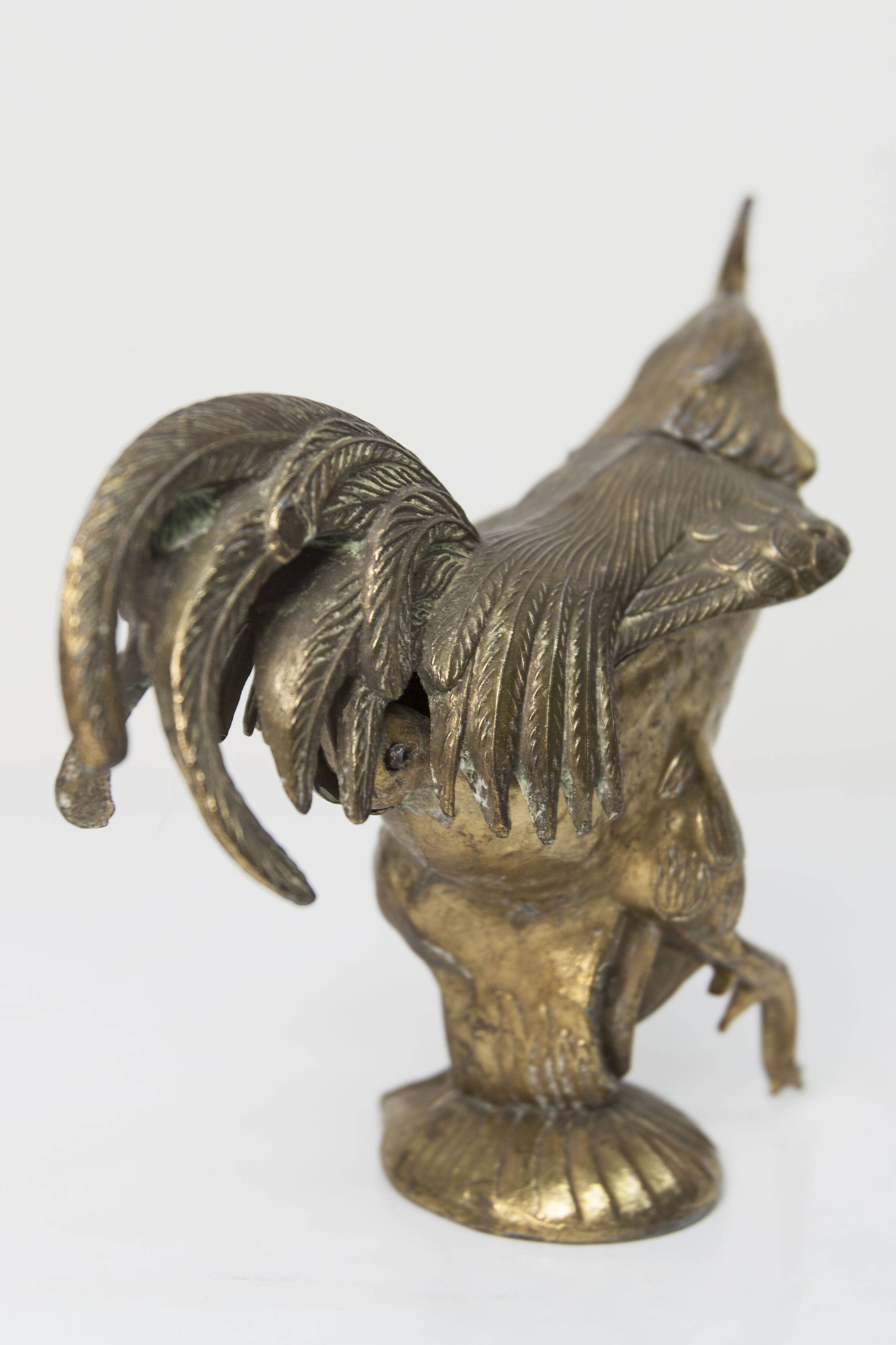 1960 rooster ashtray in spelter signed FC