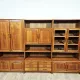 Multifunctional, modular shelving unit/wall system, teak, Denmark, 60s/70s