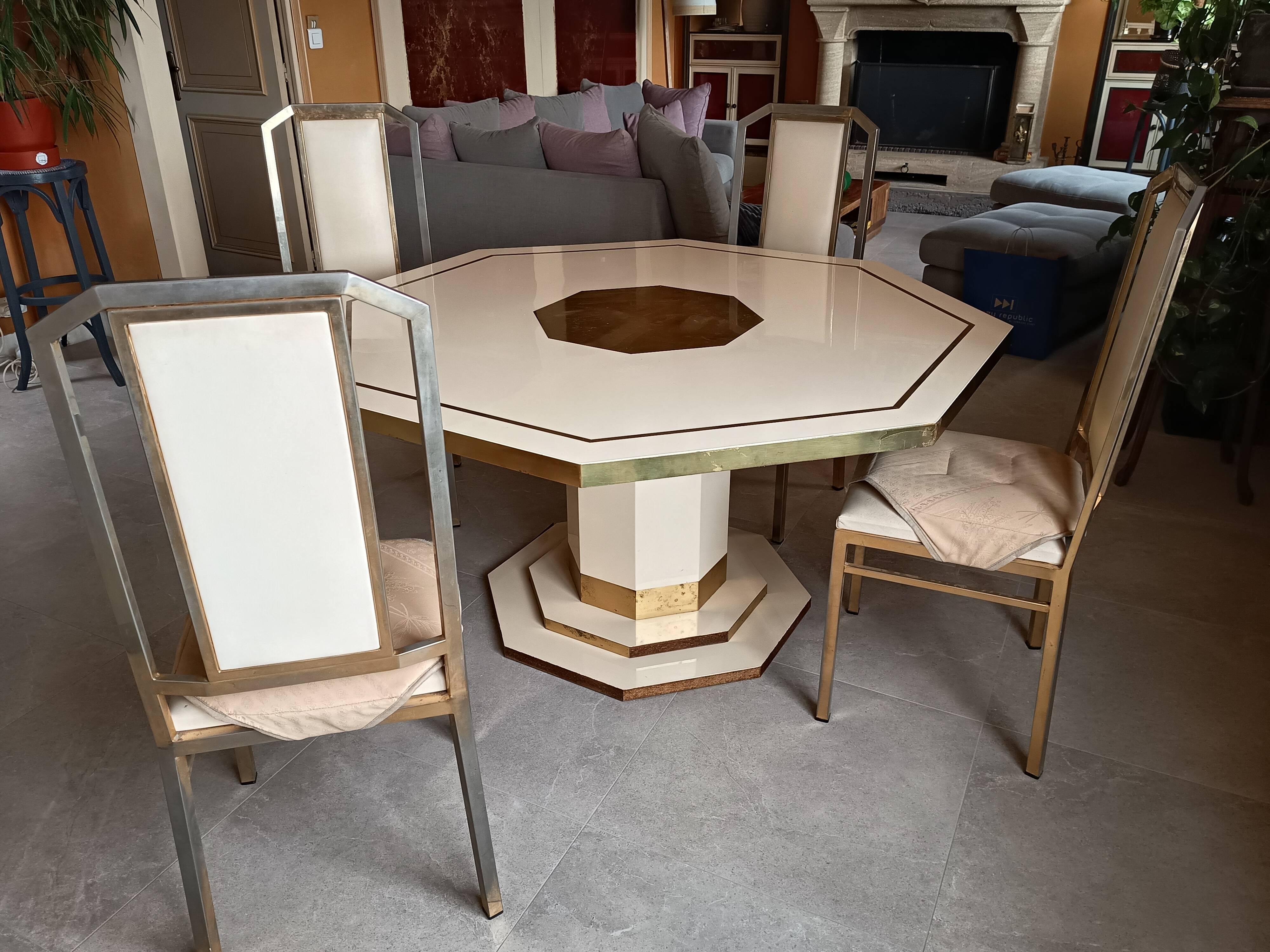 Octagonal table by Jean Claude Mahey
