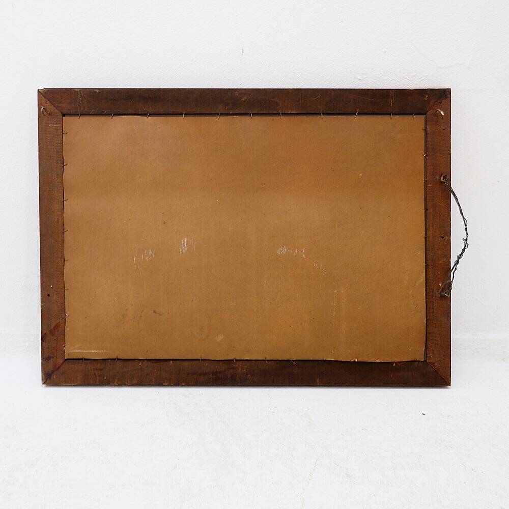 Mirror with a coloured glass frame attributed to Fontana Arte, Italy, circa 1950.