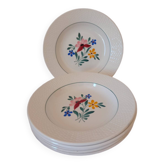 Digoin and Sarreguemines soup plates, vintage Fabiola model