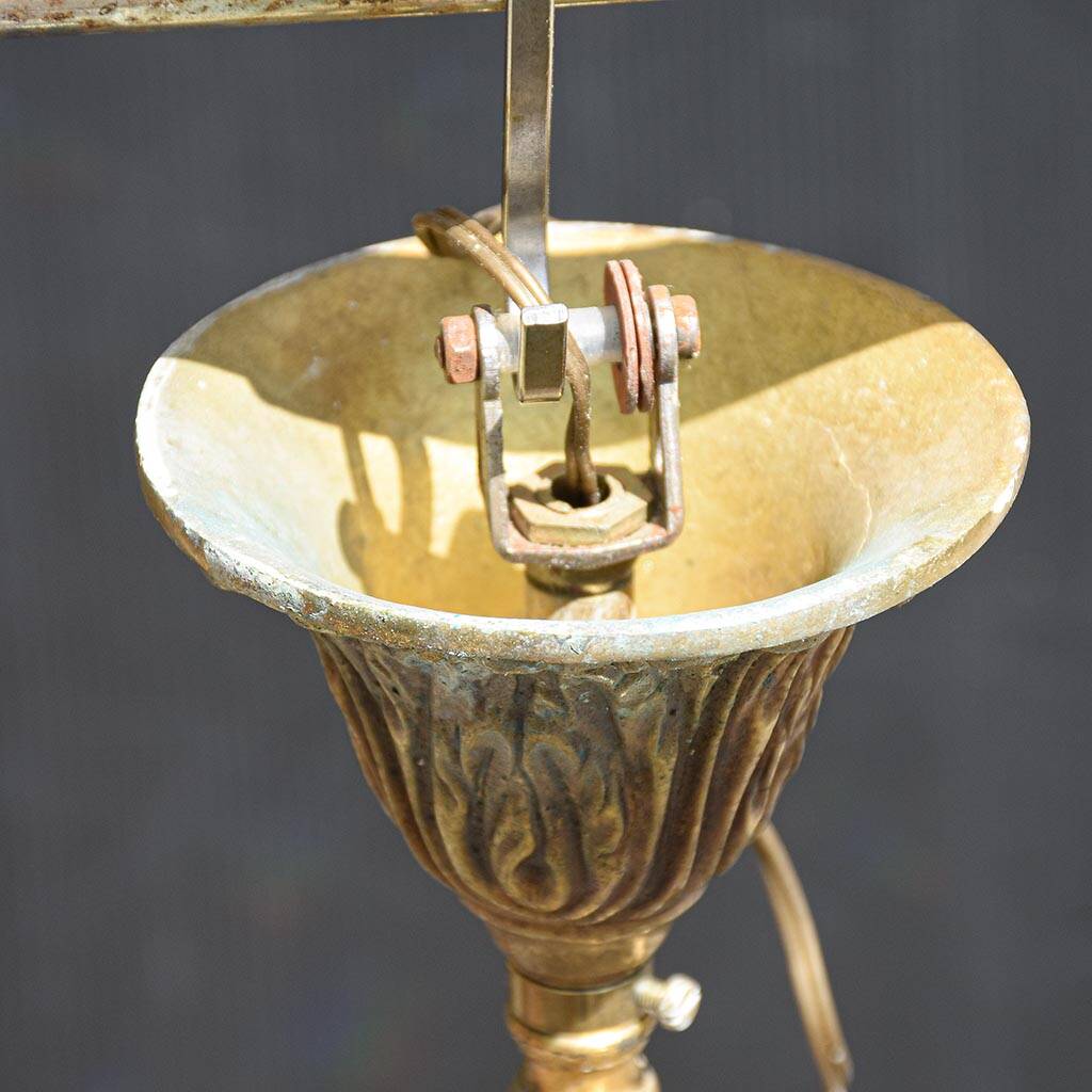 Chic chandelier with crystal tassels 4 lights gilded bronze H 69 cm vintage