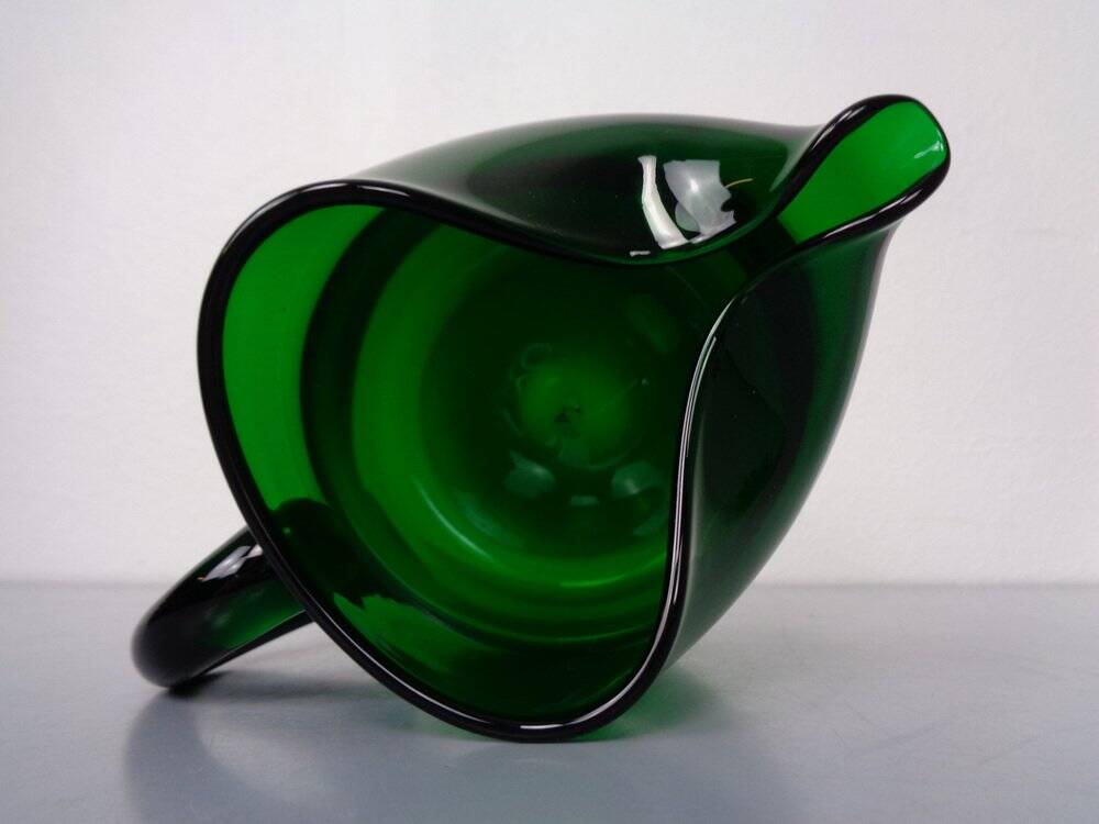 Italian green glass decanter and tumbler, 1960s, set of 7.