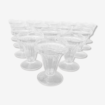 6 old glass ice cups