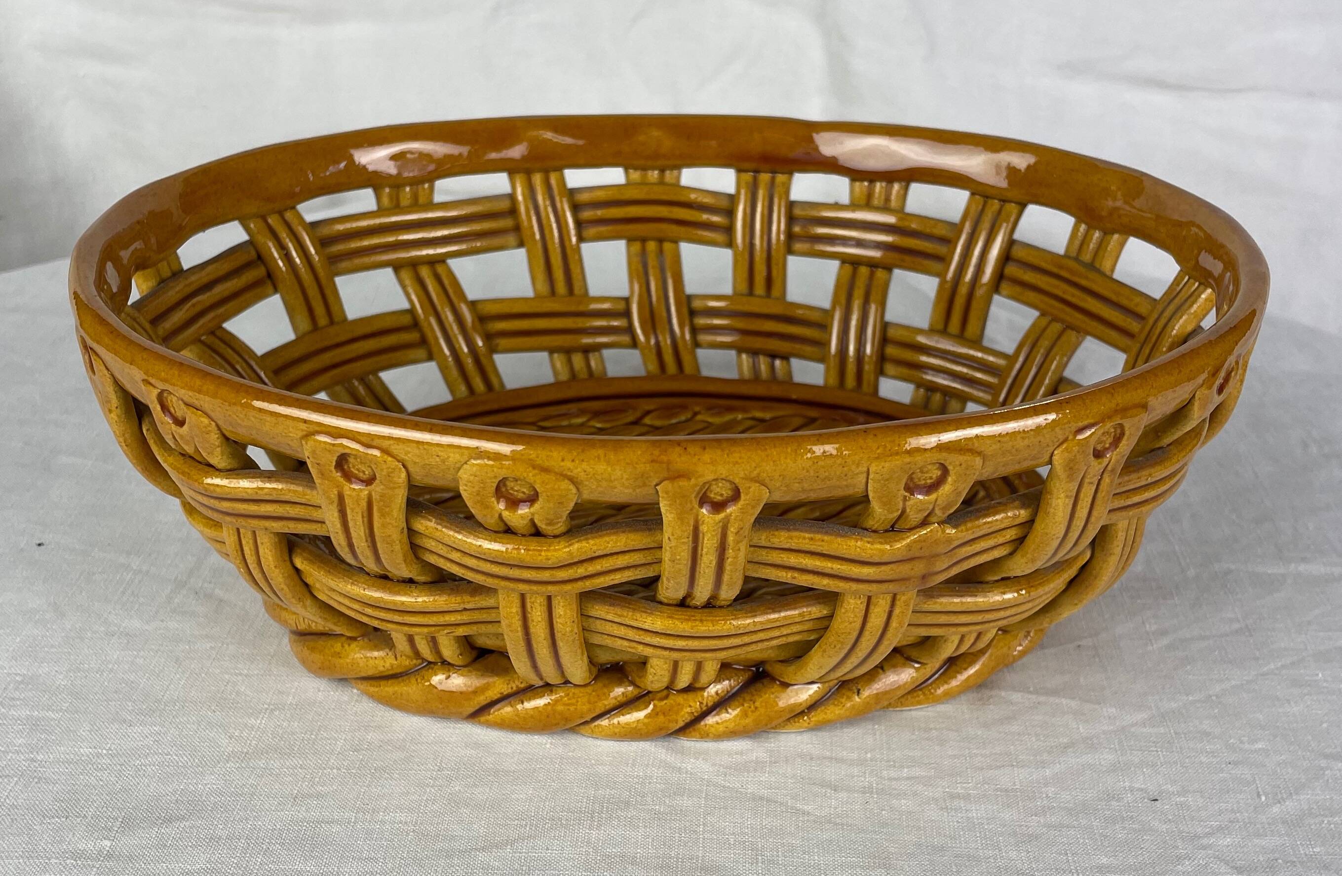 Vallauris ocher colored ceramic basket