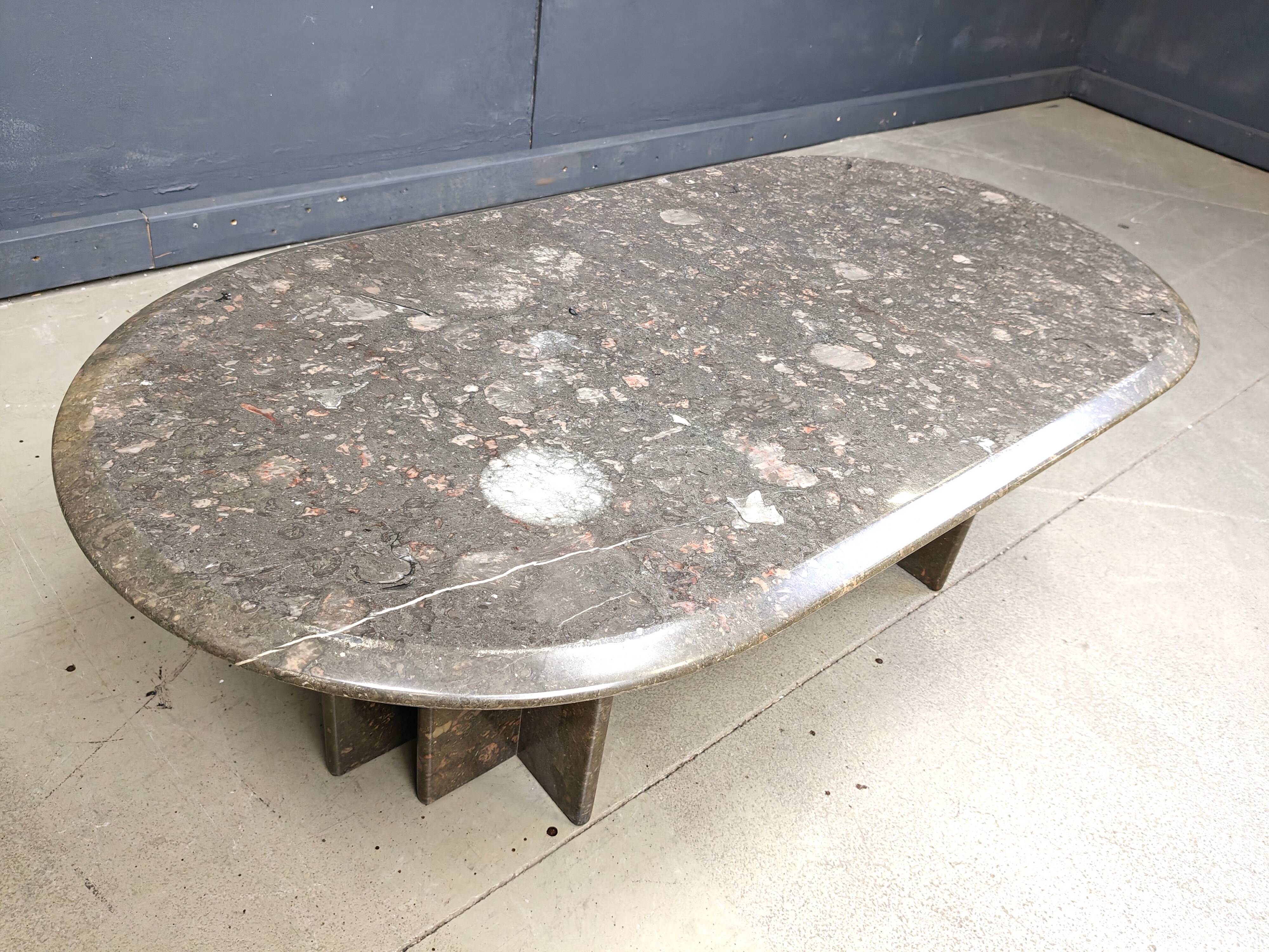 Vintage italian grey marble coffee table, 1970s